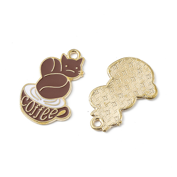 

PandaHall Alloy Enamel Pendants, Coffee Cup with Squirrel Charm, Golden, 26x16.5x1.2mm, Hole: 1.8mm Alloy+Enamel Others Brown
