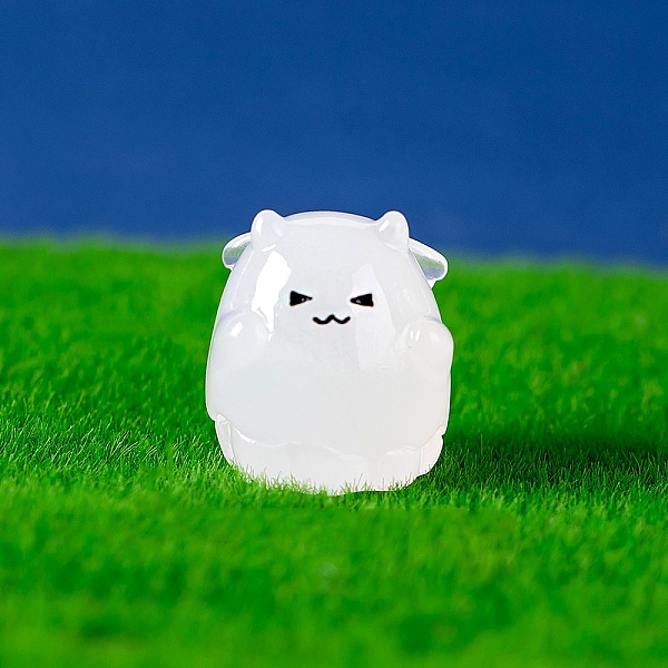 

PandaHall Luminous Halloween Theme Resin Figurines, Glow in the Dark Display Decorations, Ghost, 28x26mm Resin Ghost White