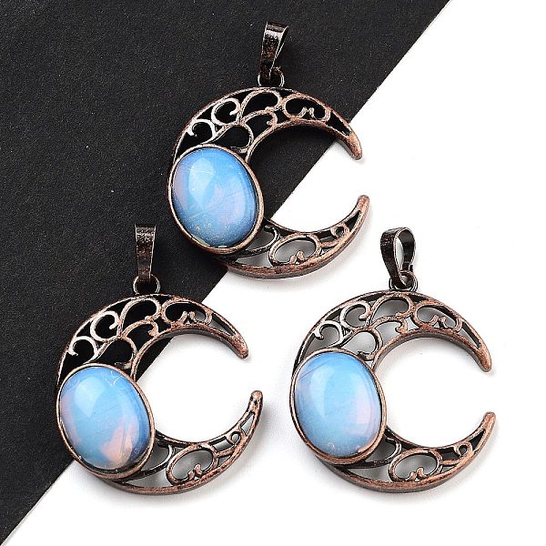 

PandaHall Opalite Pendants, with Red Copper Plated Brass Findings, Moon, 34x30x9~9.5mm, Hole: 5x8mm Opalite Moon