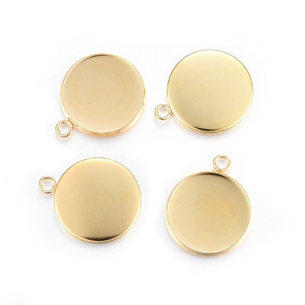 

PandaHall Rack Plating 304 Stainless Steel Pendant Cabochon Settings, Plain Edge Bezel Cups, Flat Round, Real 24K Gold Plated, Tray: 18mm...