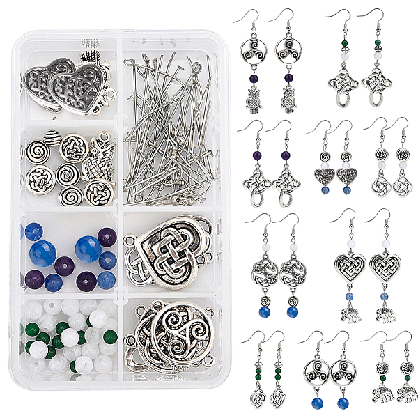 

PandaHall DIY Tibetan Style Dangle Earring Making Kits, 20Pcs Elephant & Heart & Geometry Alloy Pendants, 8Pcs Heart & Flat Round Alloy..., Multicolor