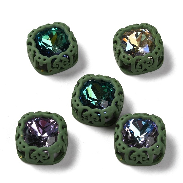 

PandaHall Sew on Rhinestone, Glass Rhinestone, with Brass Findings, Garments Accessories, Squre, Mixed Color, Dark Olive Green..., Multicolor