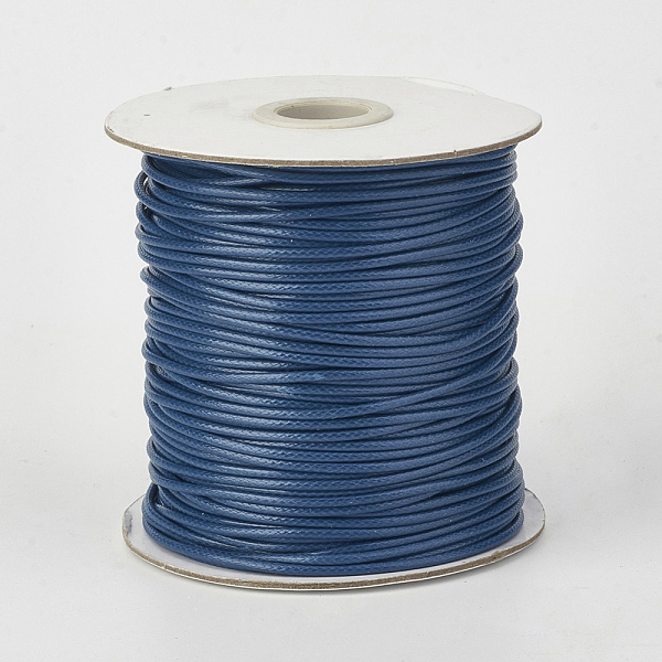 

PandaHall Eco-Friendly Korean Waxed Polyester Cord, Marine Blue, 0.8mm, about 174.97 yards(160m)/roll Waxed Polyester Cord