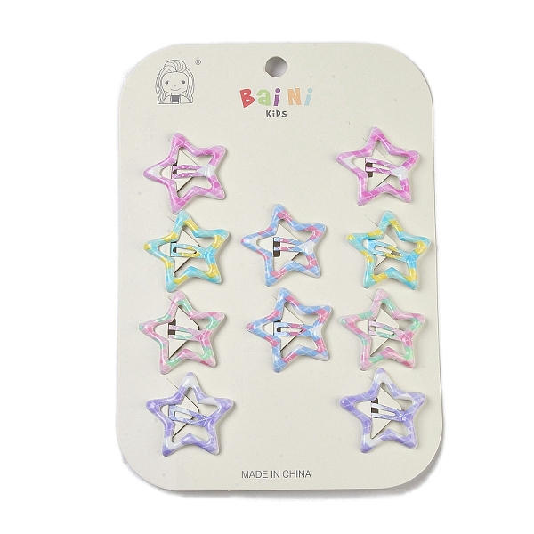 

PandaHall 10Pcs 5 Colors Tartan Pattern Epoxy Resin Snap Hair Clip, with Iron Clip, Hair Accessories for Girls, Star, 30x32x3mm, 2pcs/color..., Multicolor