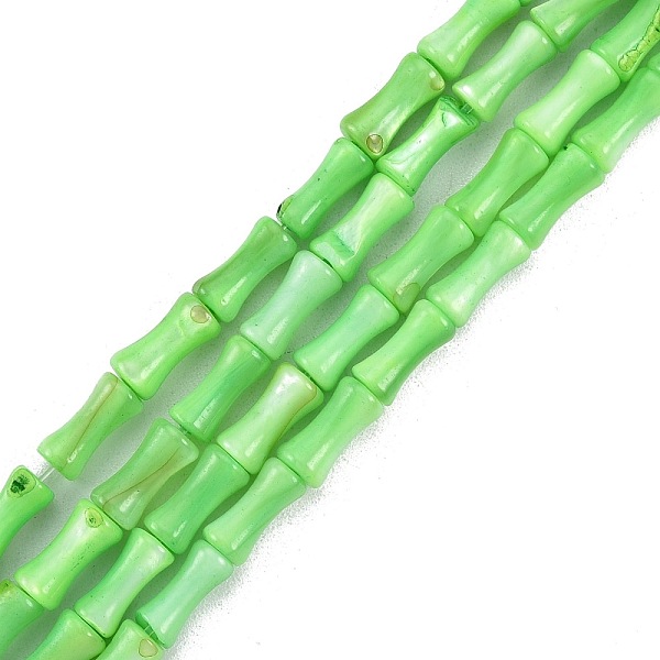 

PandaHall Natural Freshwater Shell Beads Strands, Dyed, Bamboo Stick Shape, Lime, 8x4.5mm, Hole: 0.8mm, about 46pcs/strand, 14.49 inch..., Green