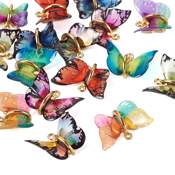 

PandaHall 16Pcs 8 Colors Transparent Resin Pendants, Butterfly Charms with Golden Plated Alloy Findings, Mixed Color, 17~18x21~24x7~7.5mm..., Multicolor