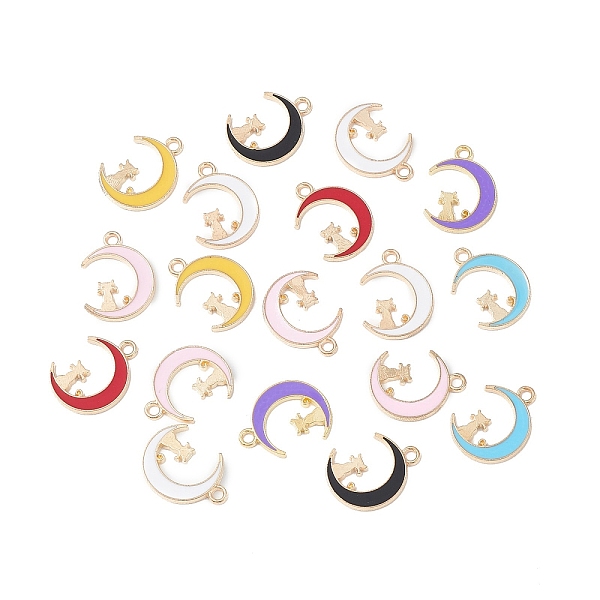 

PandaHall Alloy Enamel Pendants, Light Gold, Moon with Cat Charm, Mixed Color, 19.5x14.5x1.5mm, Hole: 2mm Alloy+Enamel Moon Multicolor