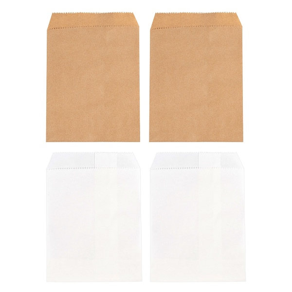 

PandaHall 100Pcs 2 Colors White & Brown Kraft Paper Bags, No Handles, Food Storage Bags, 18x13cm, 50pcs/color Paper None Multicolor