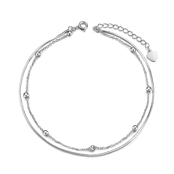 

PandaHall SHEGRACE 925 Sterling Silver Multi-Strand Anklet, with Snake Chains and Cable Chains, Round Beads, Platinum, 8-1/4 inch(21cm)...