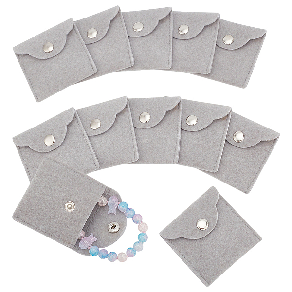 

PandaHall Square Velvet Jewelry Pouches, Jewelry Gift Bags with Snap Button, for Ring Necklace Earring Bracelet, Dark Gray, 5.9x6x0.9cm...
