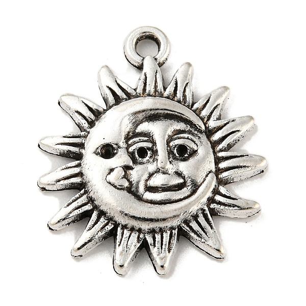 

PandaHall Tibetan Style Alloy Pendants, Flat Round with Moon and Sun, Nickel, Antique Silver, 23x20x3mm, Hole: 1.6mm Alloy Sun