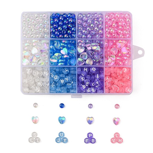 

PandaHall 2 Style Transparent Acrylic Beads, Heart & Round, Mixed Color, about 868pcs/box Acrylic Mixed Shapes Multicolor