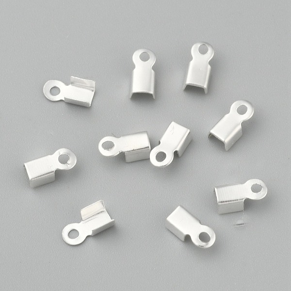 

PandaHall Iron Folding Crimp Ends, Fold Over Crimp Cord Ends, Silver, 6x3x2.3mm, Hole: 1.2mm Iron