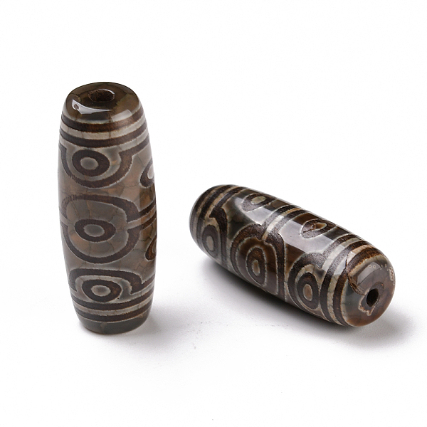 

PandaHall Tibetan Style dZi Beads, Natural Agate Beads, Dyed & Heated, Oval, 10-Eye, 28.5~32x10~12.5mm, Hole: 1.5~3mm Tibetan Agate Oval
