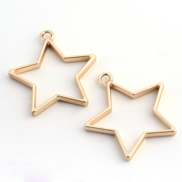 

PandaHall Rack Plating Alloy Star Open Back Bezel Pendants, For DIY UV Resin, Epoxy Resin, Pressed Flower Jewelry, Hollow, Cadmium Free &...