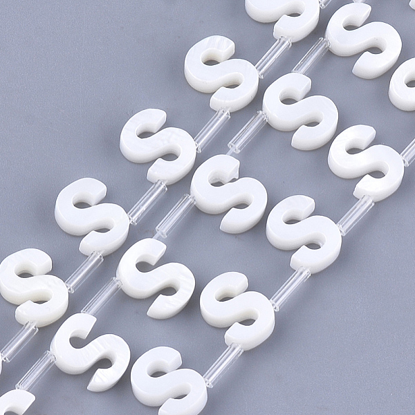 

PandaHall Freshwater Shell Beads, Top Drilled Beads, Letter.S, 10x7x3mm, Hole: 0.8mm Freshwater Shell Letter