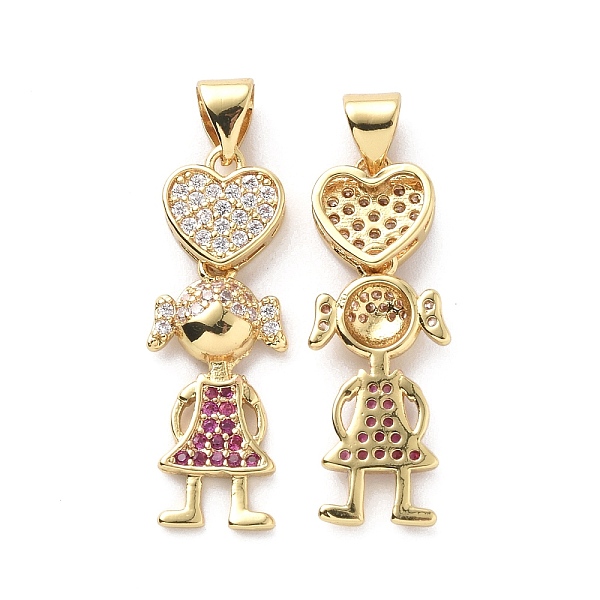 

PandaHall Brass Cubic Zirconia Pendants, Girl & Heart Charm, Real 18K Gold Plated, 26.5x9.5x3.5mm, Hole: 3.5x4.5mm Brass+Cubic Zirconia..., Clear