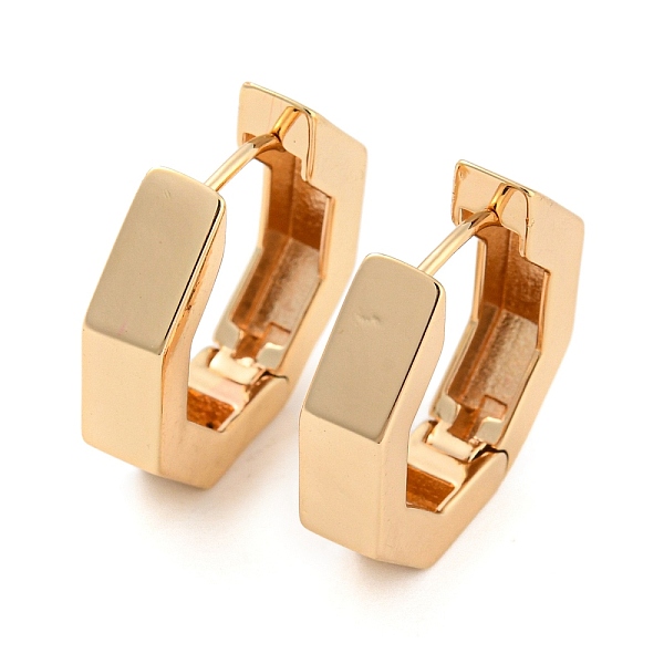 

PandaHall Brass Hoop Earrings, Octagon, Light Gold, 22.5x5mm Brass Octagon