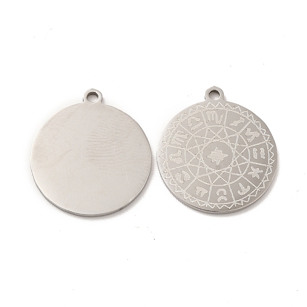 

PandaHall 201 Stainless Steel Pendants, Flat Round with 12 Constellations Pattern Charms, Stainless Steel Color, 18x16.2x1mm, Hole: 1.4mm...