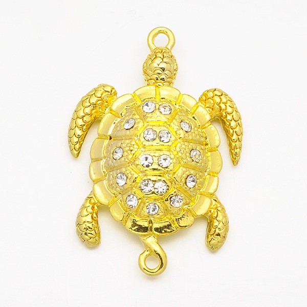 

PandaHall Alloy Rhinestones Magnetic Clasps with Loops, Sea Turtle, Golden, 37x25x8mm, Hole: 2mm Alloy+Rhinestone Tortoise Clear