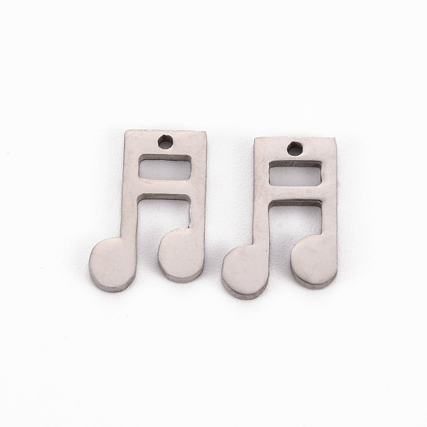 PandaHall 304 Stainless Steel Charms, Laser Cut, Musical Note, Manual Polishing, Stainless Steel Color, 12x8x1mm, Hole: 0.9mm 304 Stainless...