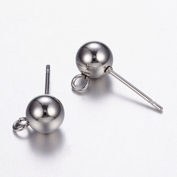 

PandaHall 304 Stainless Steel Stud Earring Findings, with Loop, Stainless Steel Color, 8x6mm, Hole: 1.7mm, Pin: 0.7mm 304 Stainless Steel...