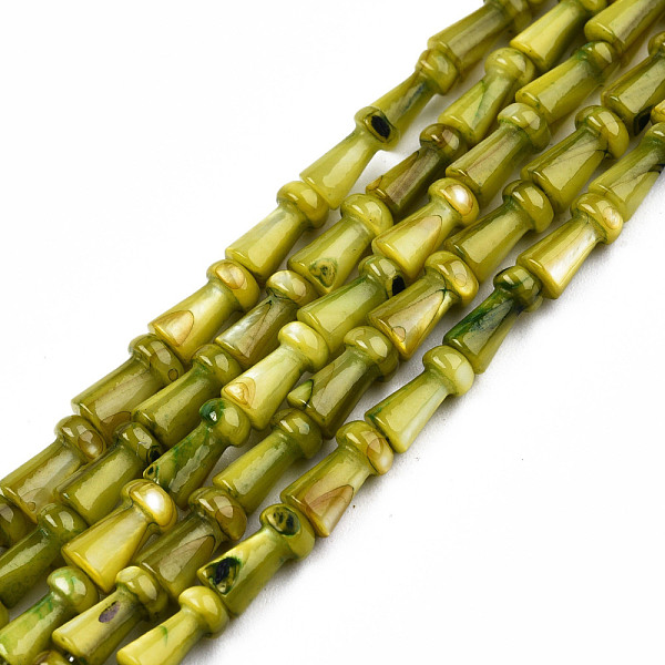 

PandaHall Natural Freshwater Shell Beads Strands, Dyed, Mushroom, Olive Drab, 7.5x4mm, Hole: 0.9mm, about 51pcs/strand, 15.35 inch(39cm)...
