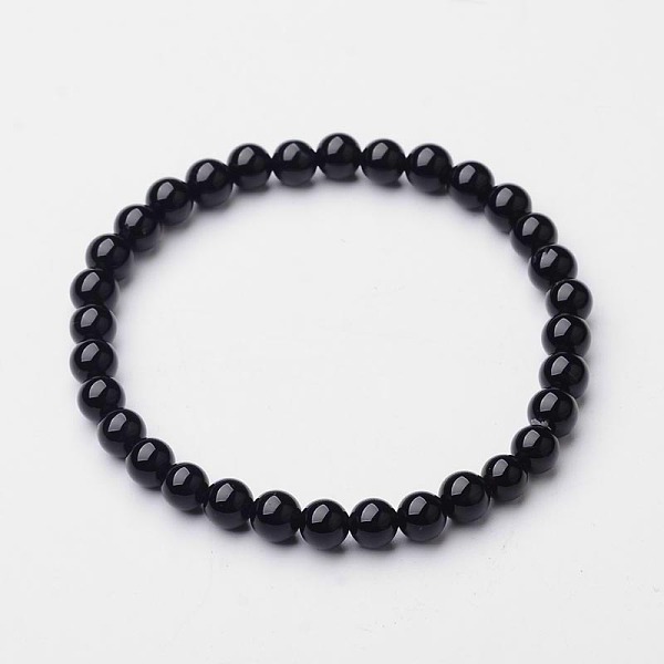 

PandaHall Natural Black Agate Beaded Stretch Bracelets, 56mm Black Agate