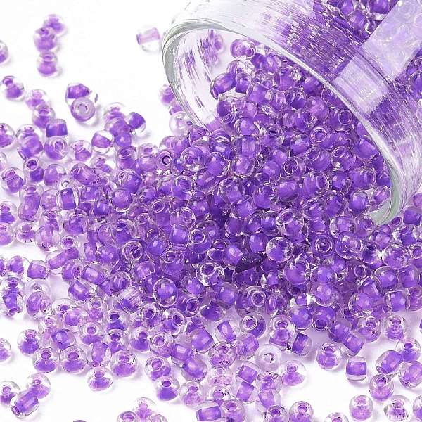 

PandaHall 12/0 Glass Seed Beads, Transparent Inside Colours, Round Hole, Round, Purple, 12/0, 2~2.5x1.5~2mm, Hole: 0.8mm, about 30000pcs/bag...