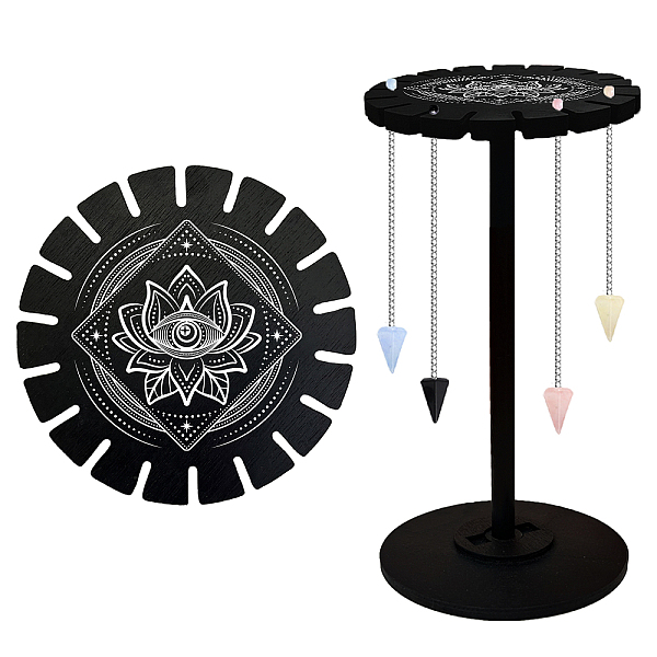

PandaHall Wooden Wheel, Wooden Display Shelf, Black Holder Stand, Rustic Divination Pendulum Storage Rack, Witch Stuff, Eye, Wheel: 120x8mm...
