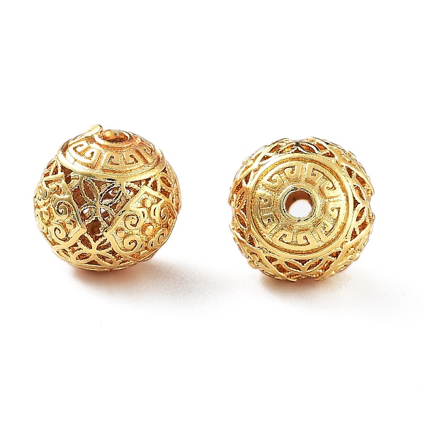 

PandaHall Rack Plating Brass Beads, Cadmium Free & Lead Free, Hollow Round with Flower, Real 18K Gold Plated, 10x10mm, Hole: 1.5mm Brass...