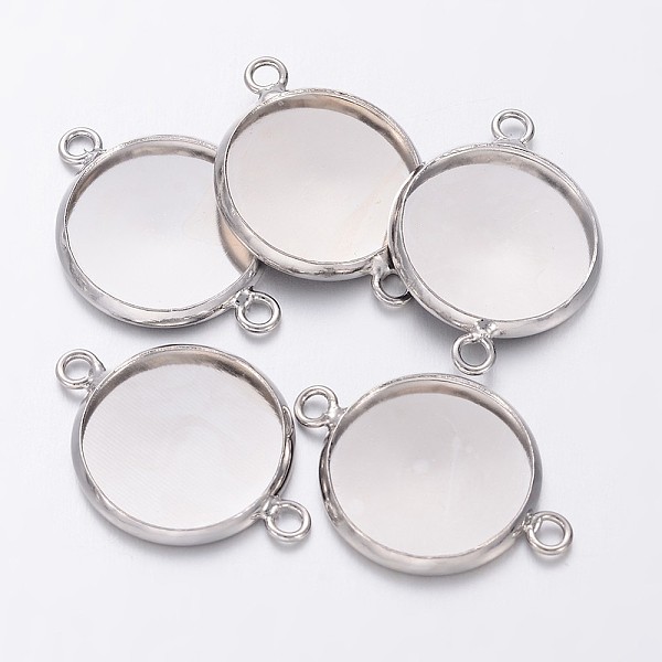 

PandaHall Platinum Plated Brass Bezel Connector Link Settings for Cameo Cabochons, Plain Edge Bezel Cups, Flat Round, Lead Free & Cadmium...