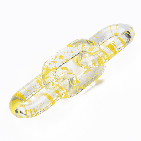 

PandaHall Transparent Acrylic Linking Rings, Quick Link Connectors, for Cable Chains Making, Oval, Yellow, 31x19.5x5mm, Inner Diameter...
