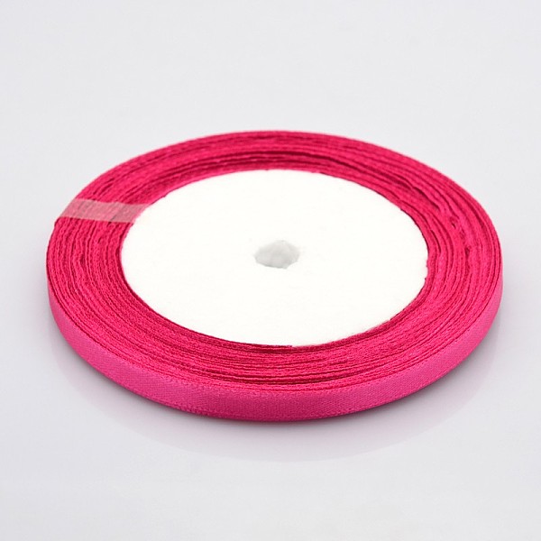 

PandaHall Valentines Day Gifts Boxes Packages Satin Ribbon, Hot Pink, 1/4 inch(7mm) wide, 25yards/roll(22.86m/roll) Polyester Pink