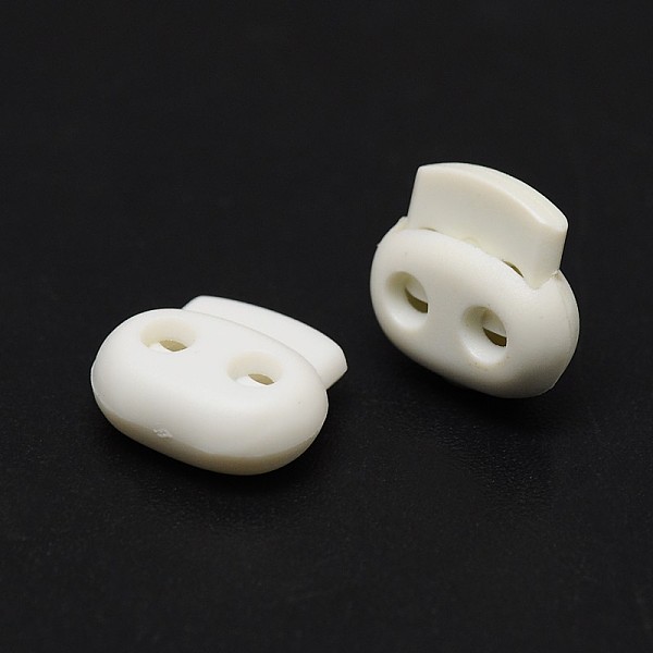

PandaHall Iron Spring Eco-Friendly Plastic Cord Locks, Dyed, 2-Hole, White, 15x17x7mm, Hole: 3mm Plastic White