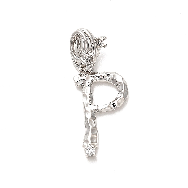 

PandaHall Rack Plating Brass Micro Pave Cubic Zirconia European Dangle Charms, Large Hole Letter Pendant, Platinum, Long-Lasting Plated..., Clear