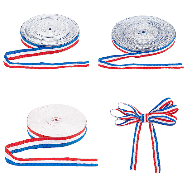 

PandaHall PH 65 Yards Red White Blue Striped Grosgrain Ribbon, 3 Sizes Polyester Ribbon for Memorial Day Gift Wrapping, DIY Crafting and...