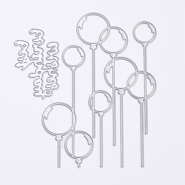 PandaHall Carbon Steel Cutting Dies Stencils, for DIY Scrapbooking/Photo Album, Decorative Embossing DIY Paper Card, Balloon, Matte Platinum...