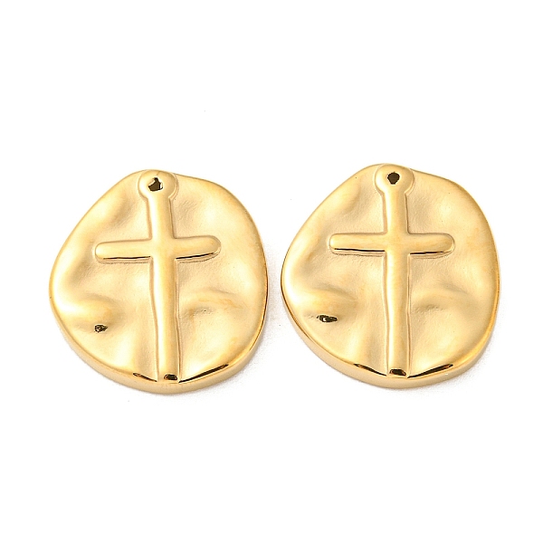 

PandaHall 304 Stainless Steel Pendants, Irregular Flat Round with Cross Charm, Real 14K Gold Plated, 19.5x18x3mm, Hole: 1mm 304 Stainless...