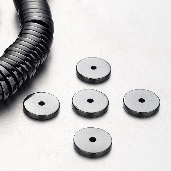 

PandaHall Non-magnetic Synthetic Hematite Beads Strands, Heishi Beads, Disc/Flat Round, Original Color, 12x2mm, Hole: 1mm, about...