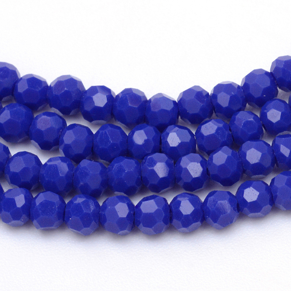 

PandaHall Opaque Solid Glass Bead Strands, Faceted(32 Facets) Round, Medium Blue, 6mm, Hole: 1mm, about 94~97pcs/strand, 53~54cm Glass Round...