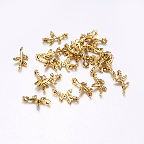 

PandaHall Tibetan Style Links Connectors, Cadmium Free & Nickel Free & Lead Free, Branch, Antique Golden, 17x9.5x3mm, Hole: 1mm Alloy Branch