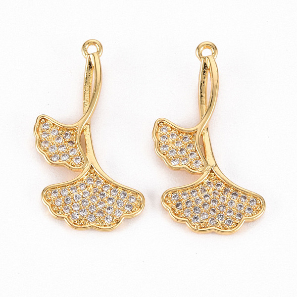 

PandaHall Brass Micro Pave Clear Cubic Zirconia Pendants, Leaf, Real 18K Gold Plated, 24x13x3mm, Hole: 1mm Brass+Cubic Zirconia Leaf Clear