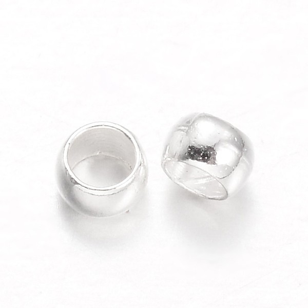 

PandaHall Rondelle Brass Crimp Beads, Silver Color Plated, 2.5x1.5mm, Hole: 1mm, about 10000pcs/200g Brass Rondelle