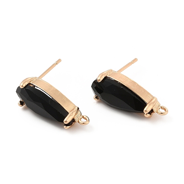 

PandaHall K9 Glass Stud Earring Teardrop Findings, with Light Gold Tone Brass Findings, Jet, 19x8mm, Hole: 1.2mm, Pin: 0.8mm Brass+Glass..., Black