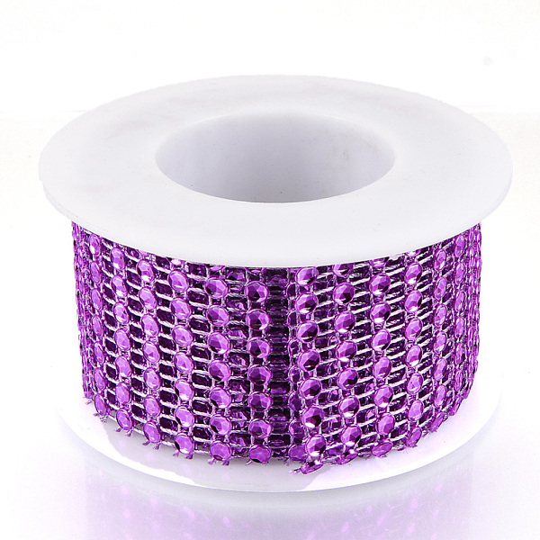 

PandaHall 8 Rows Plastic Diamond Mesh Wrap Roll, Rhinestone Ribbon, with Spool, for Wedding, Birthday, Baby Shower, Arts & Crafts, Magenta..., Pink