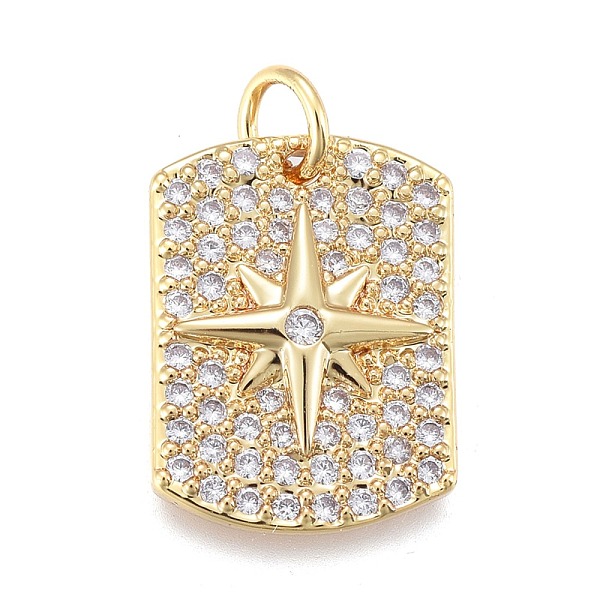 

PandaHall Brass Micro Pave Clear Cubic Zirconia Pendants, with Jump Rings, Long-Lasting Plated, Rectangle with Star, Mixed Color...