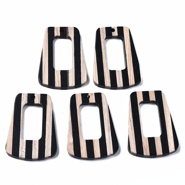 

PandaHall Resin & Wood Pendants, Trapezoid, Black, 38x27x3mm, Hole: 2mm Resin+Wood Trapezoid Black