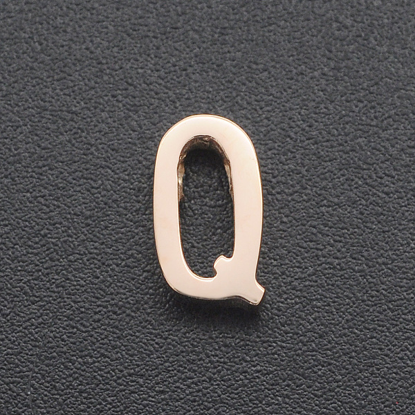 

PandaHall 201 Stainless Steel Charms, for Simple Necklaces Making, Laser Cut, Letter, Rose Gold, Letter.Q, 9x5x3mm, Hole: 1.8mm 201...