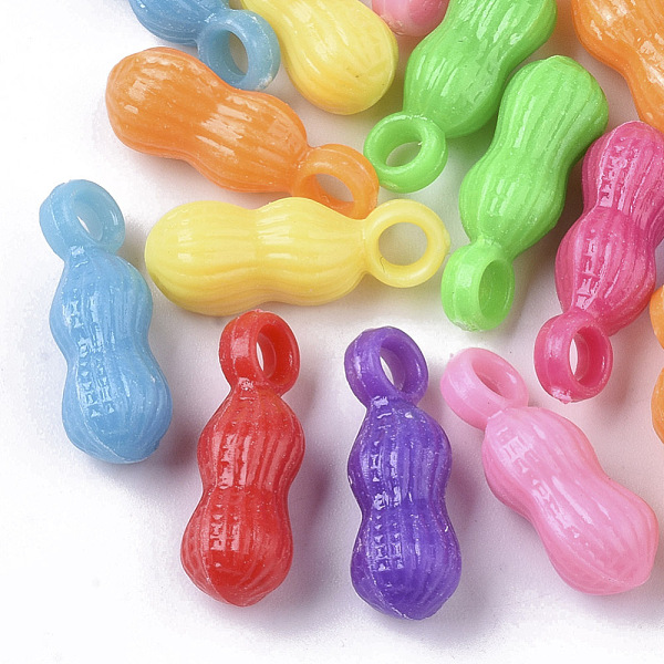 

PandaHall Opaque Acrylic Pendants, Peanut, Mixed Color, 20x8x7mm, Hole: 3mm, about 1100pcs/500g Acrylic Food Multicolor